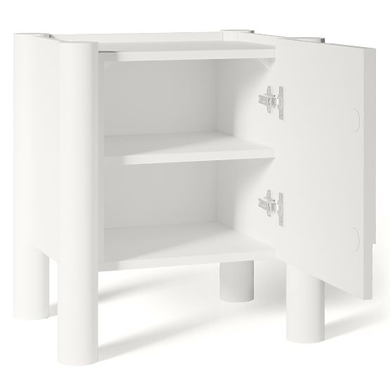 Noptieră Lunaria cu față frezată, albă