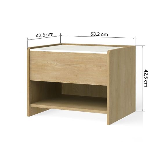 Noptieră Tanami Stejar Cremona Torro, Marmură Crystal, rotunjită