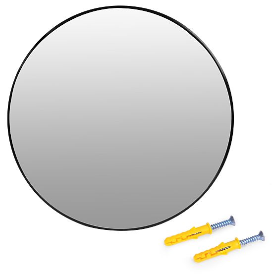 Oglindă de perete rotundă 80 cm suspendată cu ramă modernă neagră din aluminiu ModernHome