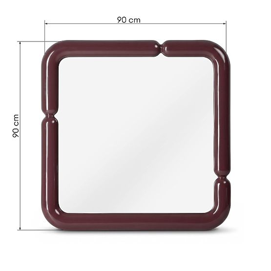 Oglindă decorativă suspendată Ava, 90x90 cm, maro bordo, lucioasă