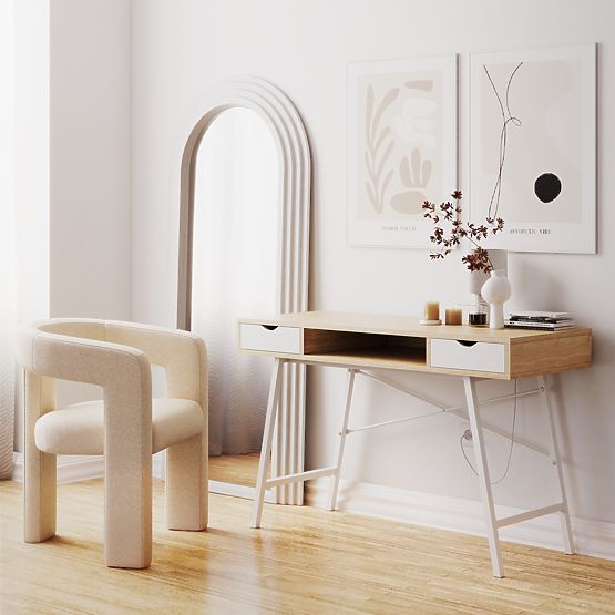 Oglindă decorativă suspendată Giovanni 170x80 cm, albă, rotunjită