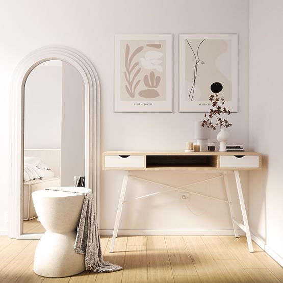 Oglindă decorativă suspendată Giovanni 170x80 cm, albă, rotunjită