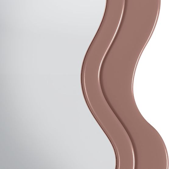 Oglindă decorativă suspendată în ramă de lemn Vale 177x75 cm, ondulată, formă organică, mocha mousse