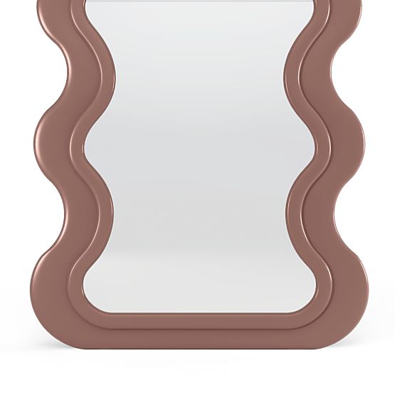 Oglindă decorativă suspendată în ramă de lemn Vale 177x75 cm, ondulată, formă organică, mocha mousse