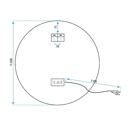 OGLINDĂ LED DE PERETE 50cm MMJ Negru