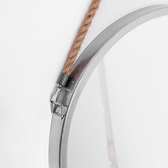 OGLINDĂ ROTUNDĂ ARGINTIE PE FRÂNGHIE 40CM KLMH-0410S-1