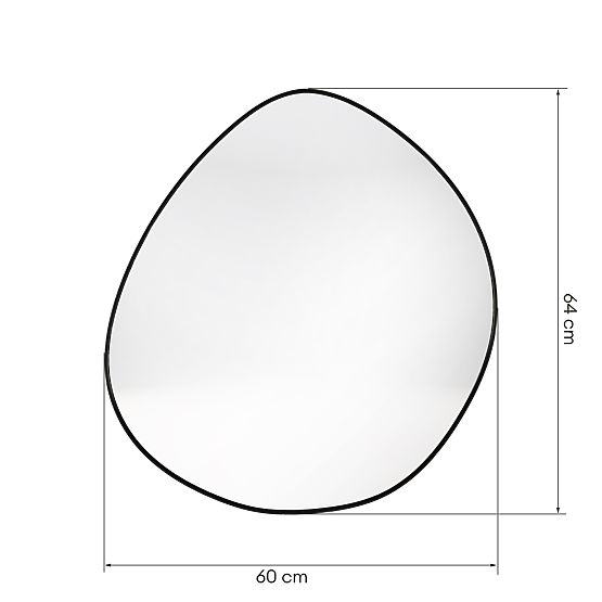Oglindă suspendată cu ramă neagră Alonzo, 64x60 cm, formă neregulată