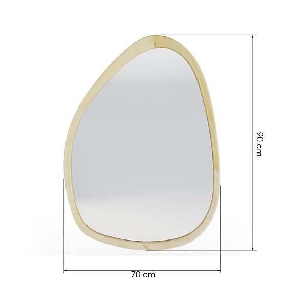 Oglindă suspendată în ramă de lemn Lisa 70x90 cm, formă neregulată, naturală