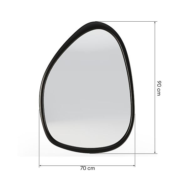 Oglindă suspendată în ramă de lemn Lisa 70x90 cm, formă neregulată, negru