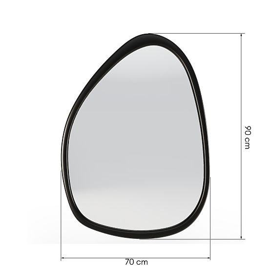 Oglindă suspendată în ramă de lemn Lisa 70x90 cm, formă neregulată, negru