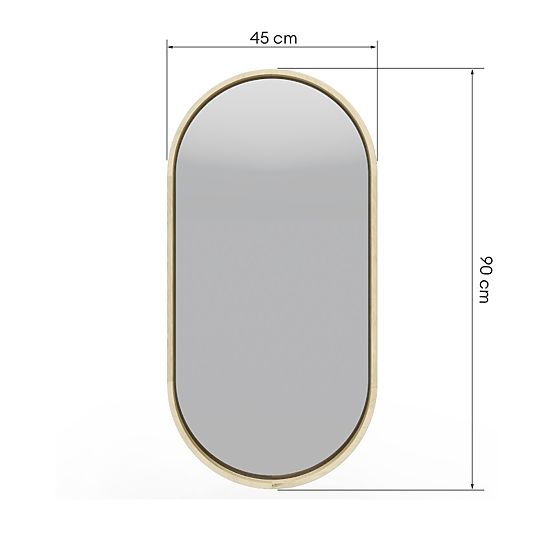 Oglindă suspendată în ramă de lemn Plico 45x90 cm, ovală, naturală