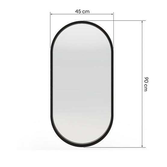 Oglindă suspendată în ramă de lemn Plico 45x90 cm, ovală, neagră