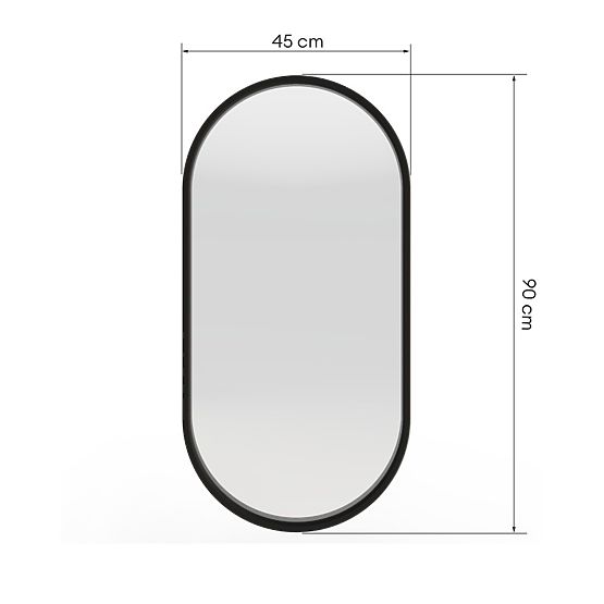 Oglindă suspendată în ramă de lemn Plico 45x90 cm, ovală, neagră