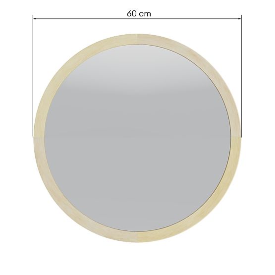 Oglindă suspendată în ramă de lemn Sesto 60 cm, rotundă, naturală