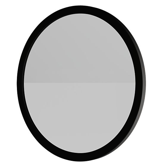 Oglindă suspendată în ramă de lemn Sesto 60 cm, rotundă, neagră