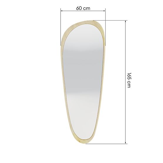 Oglindă suspendată în ramă de lemn Sogno 60x165 cm, formă neregulată, natural