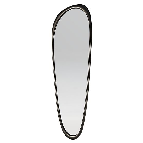 Oglindă suspendată în ramă de lemn Sogno 60x165 cm, formă neregulată, neagră
