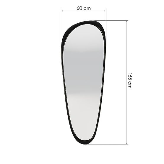Oglindă suspendată în ramă de lemn Sogno 60x165 cm, formă neregulată, neagră
