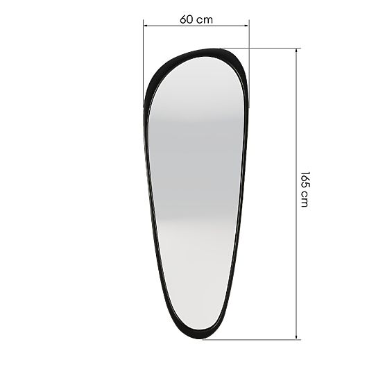 Oglindă suspendată în ramă de lemn Sogno 60x165 cm, formă neregulată, neagră