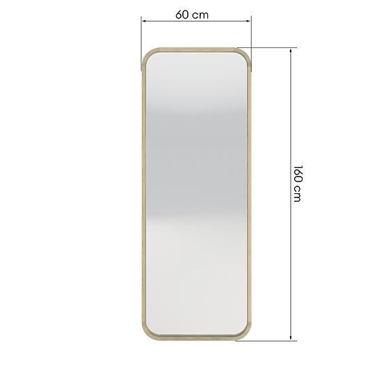 Oglindă suspendată în ramă de lemn Spira 60x160 cm, dreptunghiulară, rotunjită, naturală