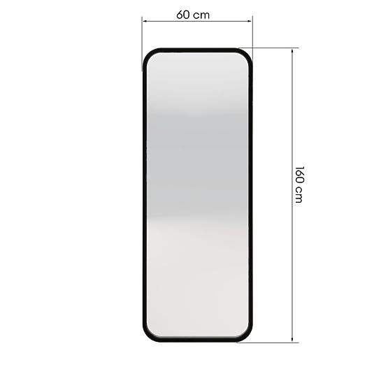 Oglindă suspendată în ramă de lemn Spira 60x160 cm, dreptunghiulară, rotunjită, neagră