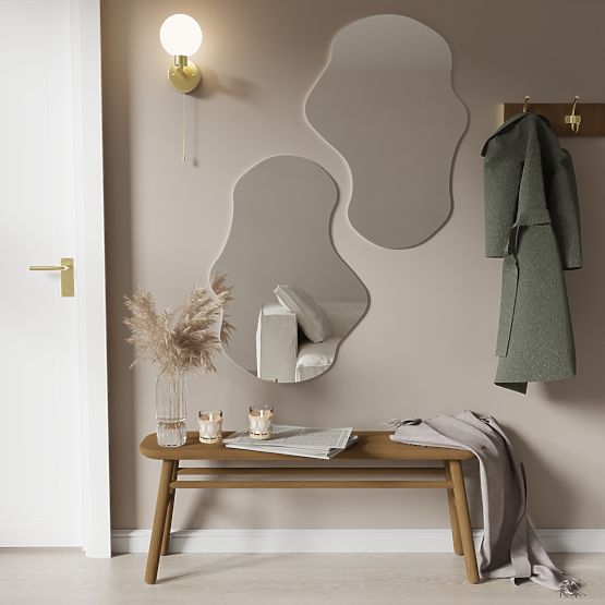 Oglindă suspendată în ramă neagră Zoe, 80x55 cm, formă neregulată