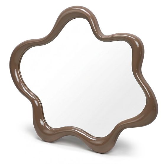 Oglindă suspendată Izzi, neregulată, maro deschis/mocha, lucioasă