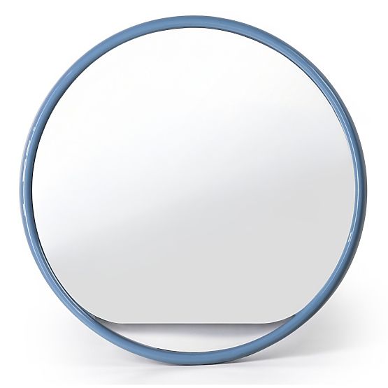 Oglindă suspendată rotundă Zelia, albastru estompat, lucios