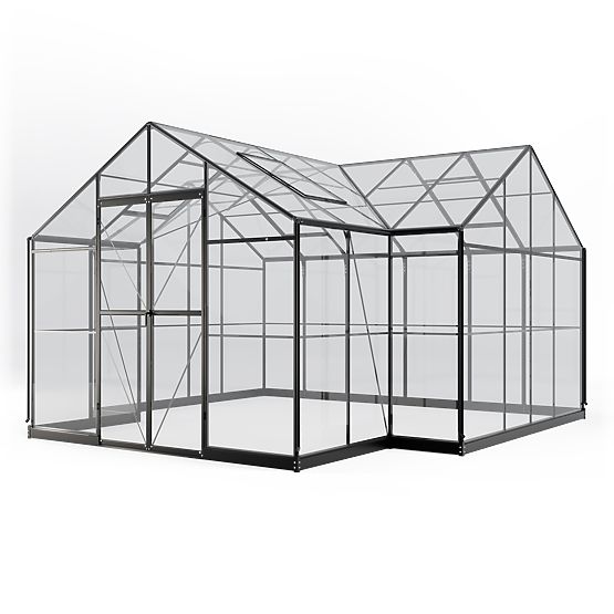 Orangerie de grădină Royal Green Standard 16,6 m² cu bază, sticlă securizată 4 mm, aluminiu, negru