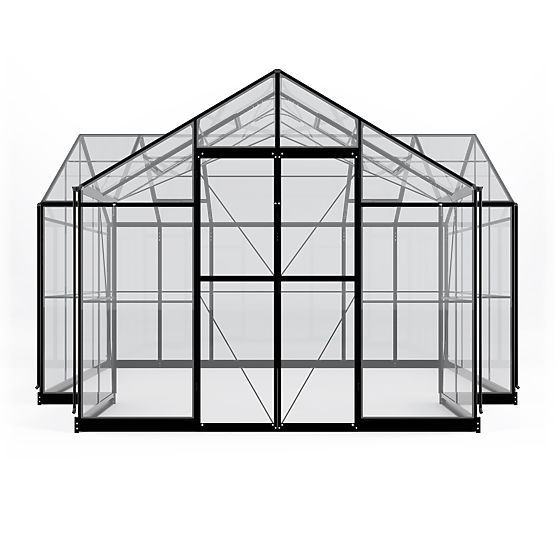 Orangerie de grădină Royal Green Standard 16,6 m² cu bază, sticlă securizată 4 mm, aluminiu, negru