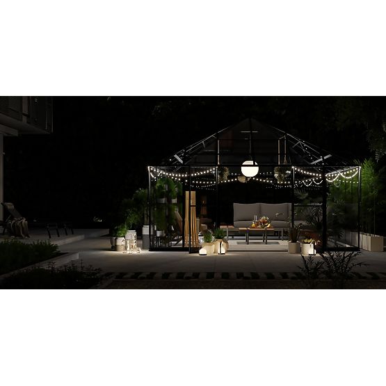 Oranjerie de grădină ProGlass Gazebo Large cu bază 17,8 m² sticlă securizată 4 mm, aluminiu, negru
