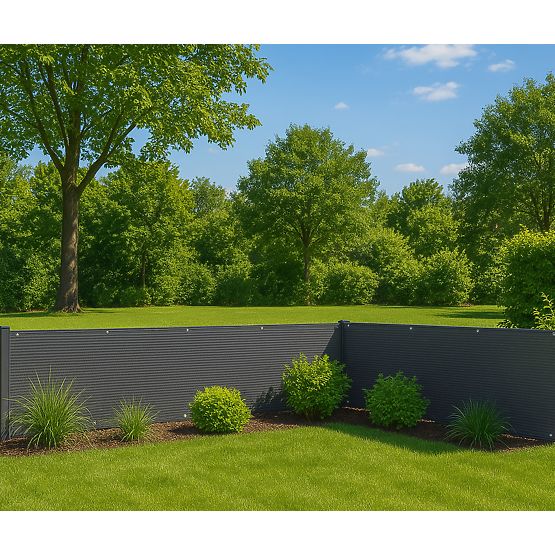 Paravan de balcon cu feronerie 100x700 cm plasă de umbrire + elemente de instalare gri MultiGarden