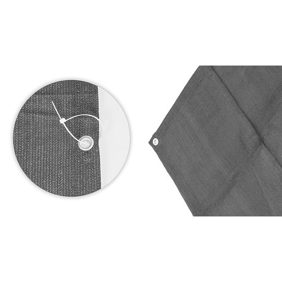 Paravan de balcon cu feronerie 150x500 cm plasă de umbrire + elemente de instalare gri MultiGarden