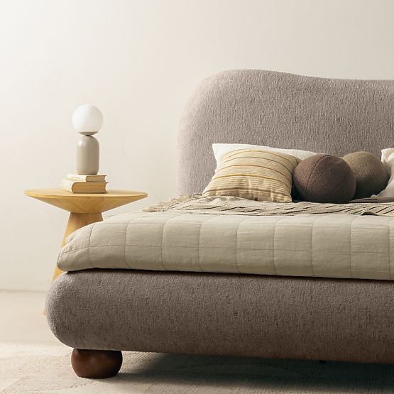 Pat de tapițerie Bowee 160x200 cm, cu somieră, gri, picioare sferice