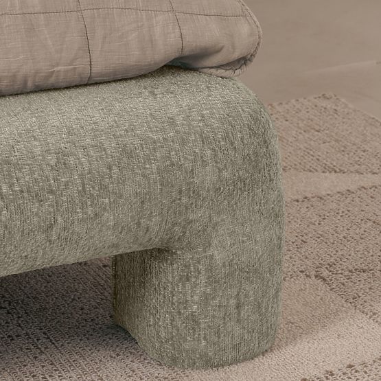 Pat de tapițerie Rolly 160x200 cm, cu somieră, rotunjit, gri deschis