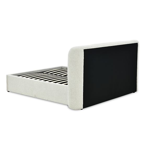 Pat de tapițerie Snoovia 160x200 cm, cu somieră și spațiu de depozitare, bej deschis