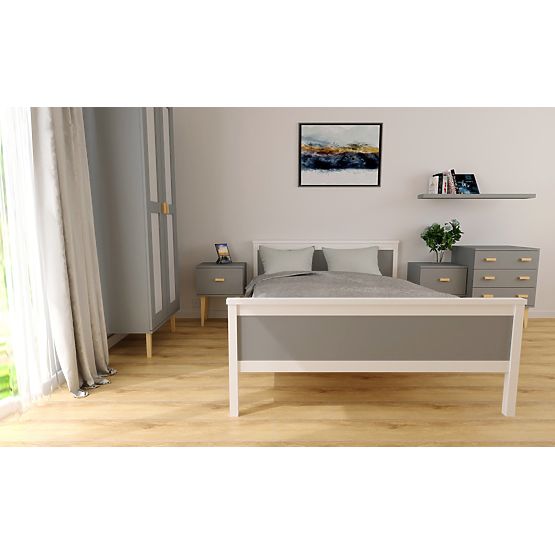 Pat de lemn Ikar 200 x 90 cm - gri-alb