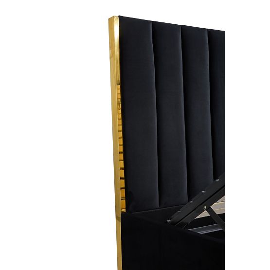 Pat tapitat cu tăblie înaltă PALLAZO negru - 160x200 cm