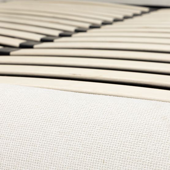 Pat tapițat Lumi 160x200 cm, cu somieră și spațiu de depozitare, rotunjit, bej deschis