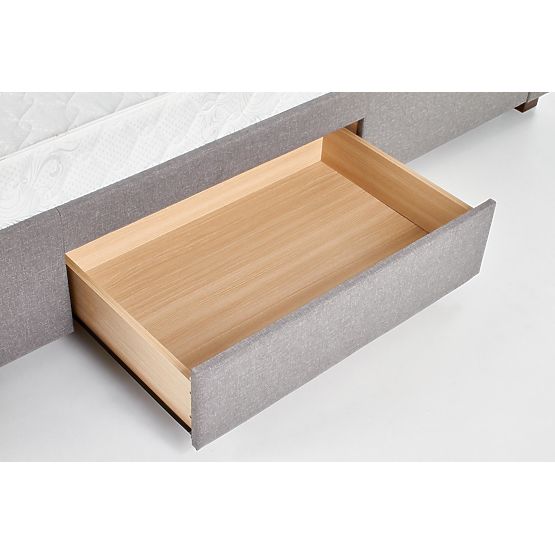 Pat tapițat MODENA 140 cm cu sertare gri (6p=1buc)