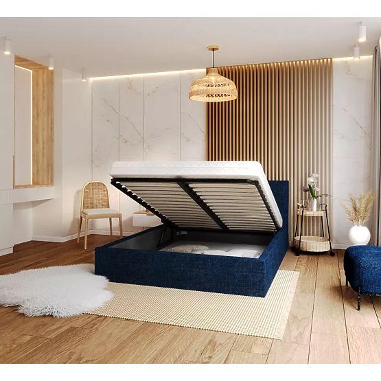 Pat tapitat TULSA 120 x 200 cm - Albastru inchis