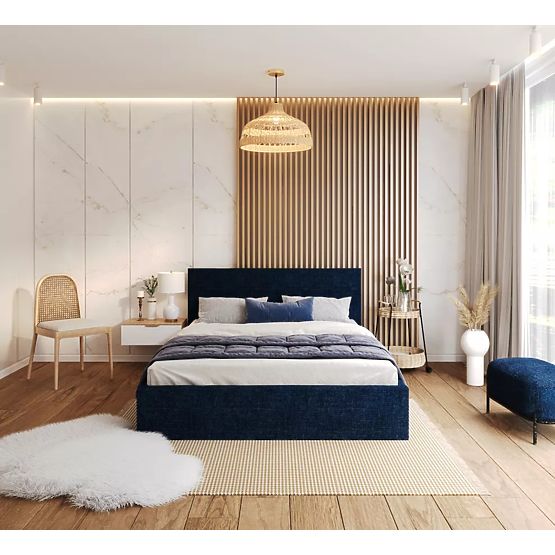 Pat tapitat TULSA 120 x 200 cm - Albastru inchis