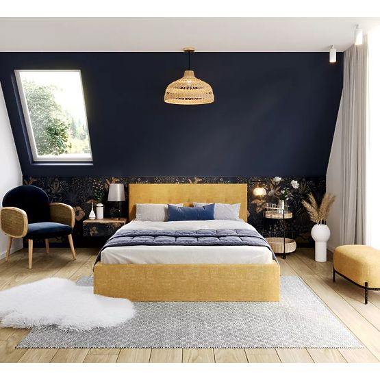 Pat tapitat TULSA 160 x 200 cm - Galben