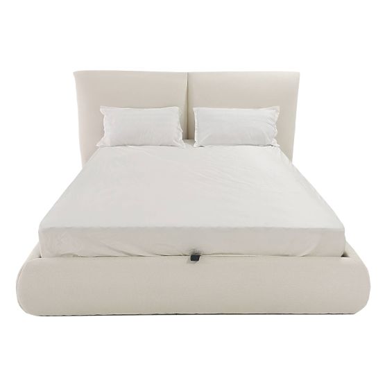 Pat Yunar tapițat 160x200 cm, cu somieră și spațiu de depozitare, bej