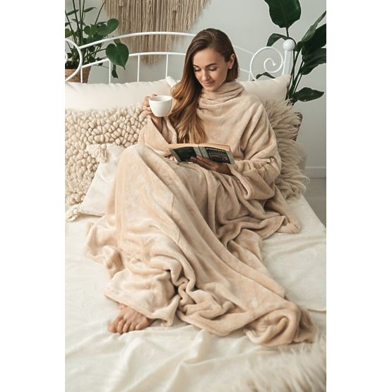 Pătură CASHMERE TOUCH cu mâneci - 150 x 210 cm (bej)