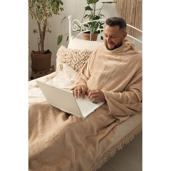 Pătură CASHMERE TOUCH cu mâneci - 150 x 210 cm (bej)