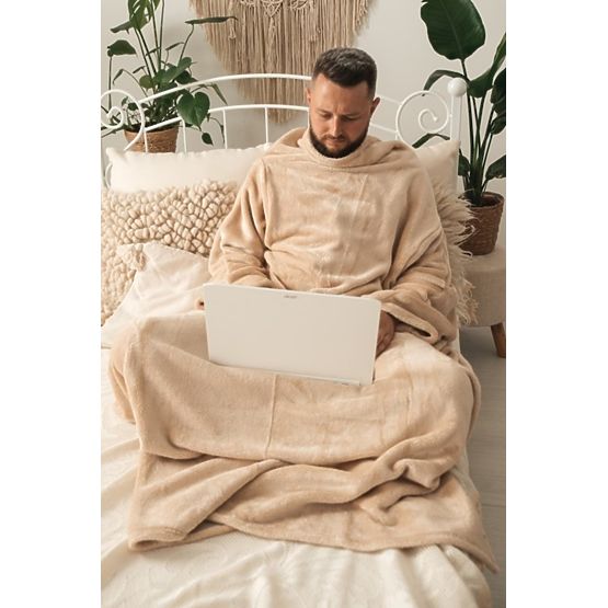 Pătură CASHMERE TOUCH cu mâneci - 150 x 210 cm (bej)