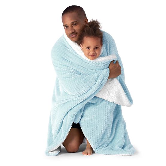 Pătură SHLEEPY albastră cu model jacquard stil clasic 130x180