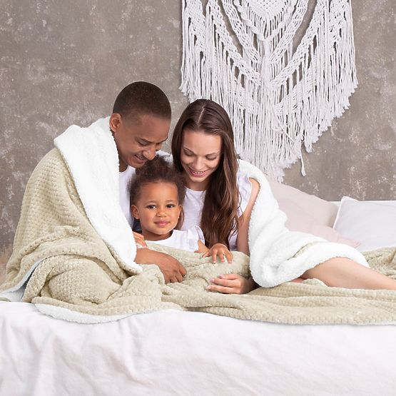 Pătură SHLEEPY culoare bej, jacquard presat, stil clasic 130x180