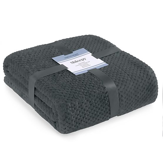Pătură SHLEEPY culoare grafit, stil clasic, 170x210, jacquard reliefat